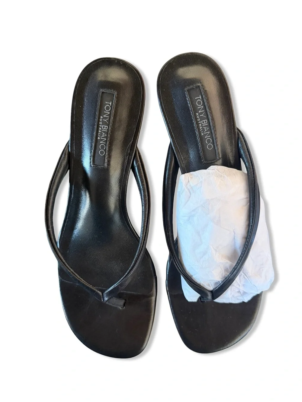 Tony Bianco Edgy Sandals wedges Black Vintage Thongs shoes Revolve Sz 7